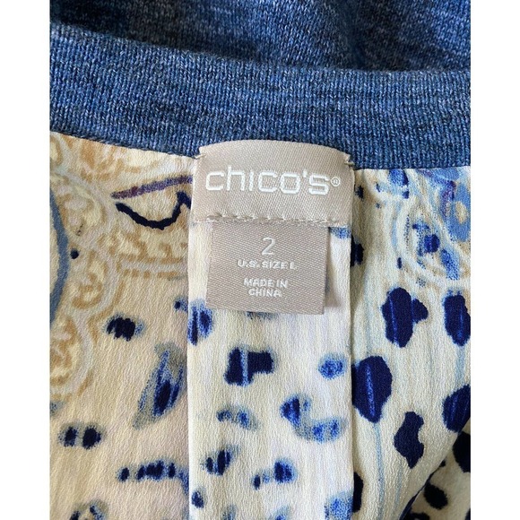 CHICO'S Paisley Open Front Cardigan Size 2 - Picture 3 of 7